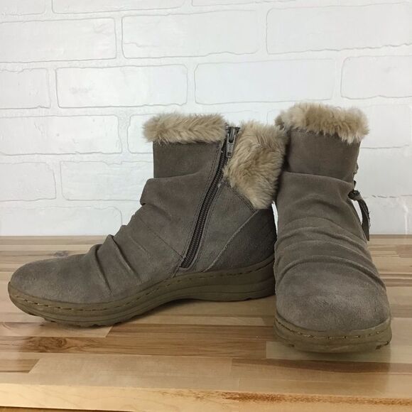 Baretraps suede faux fur ankle winter boots tan beige - Picture 11 of 16